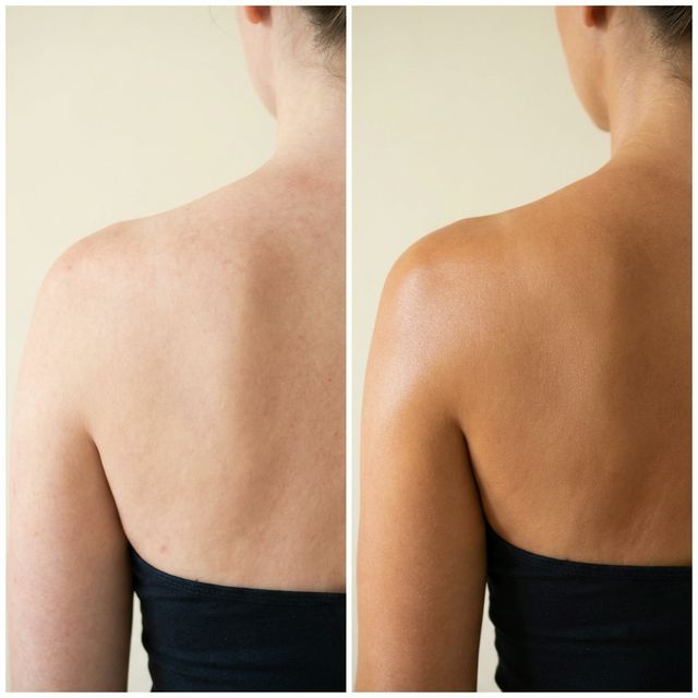 Before/After spray tan — schiena