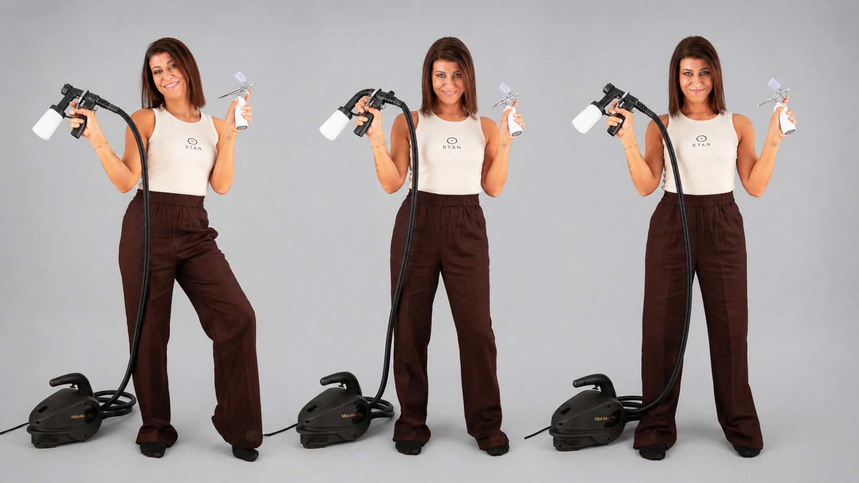 Spray tan artist pronta per il trattamento